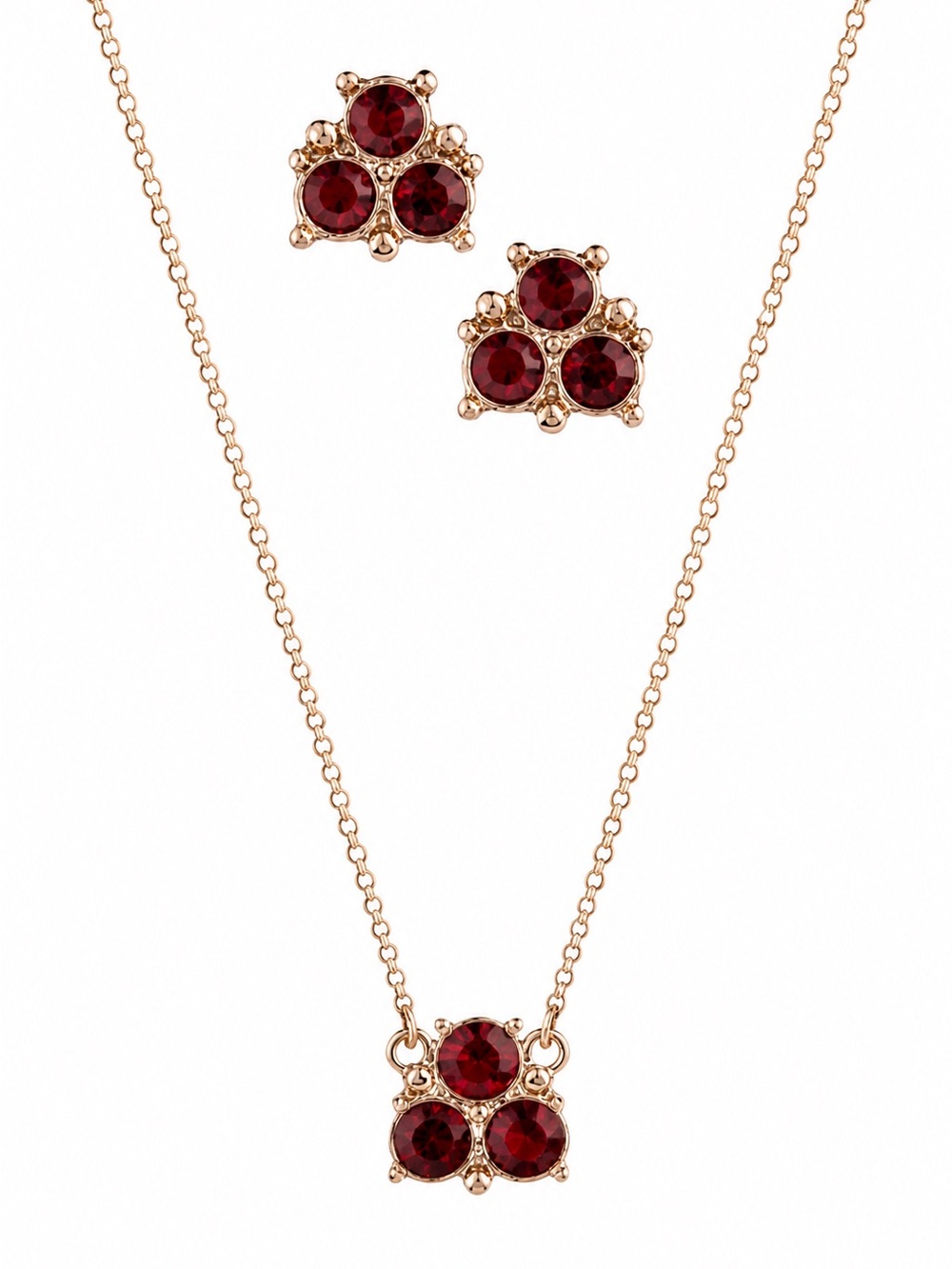 Givenchy Three-Stone Stud Earrings & Pendant in red and gold
